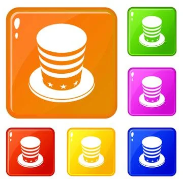 American conic hat icons set vector color Stock Illustration