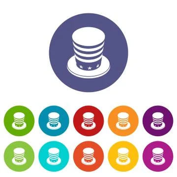 American conic hat icons set color Stock Illustration