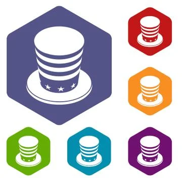 American conic hat icons vector hexahedron Stock Illustration
