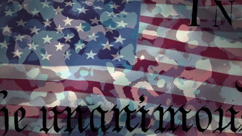 American Constitution script over waving american flag against camouflage Stock Footage 138100879