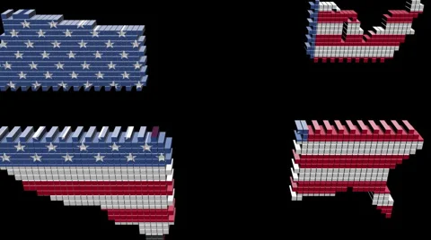 American containers map flag converging animation Stock Footage