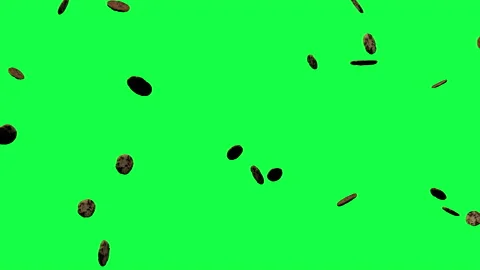 American cookies chips chocolate rain falling green screen chroma key animation  Stock Footage 142896953