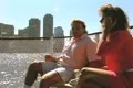 American couple joking about Tea Party on tour boat Footage