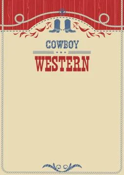 American cowboy poster for text. Vector background with decoration Stock Illustration