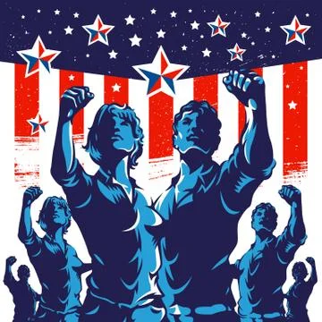 American Crowd Protest Revolution Design Stock Illustration
