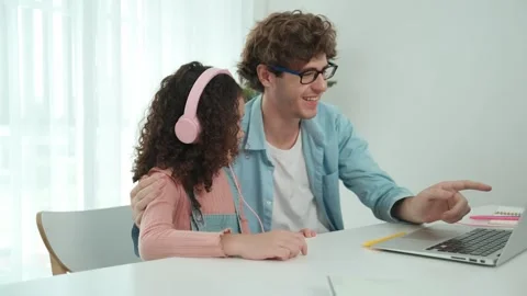 American daughter learning to coding and writing engineering prompt. Pedagogy. Stock Footage 272816657