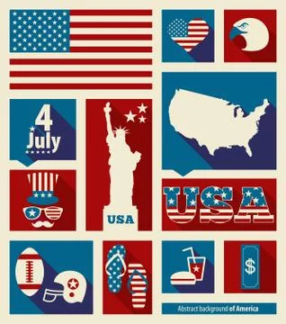 American design elements collage retro syle illustration Stock Illustration