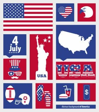American design elements collage retro syle illustration Stock Illustration