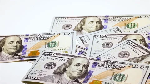 American dollar banknotes falling one after another Stock Footage 169828081