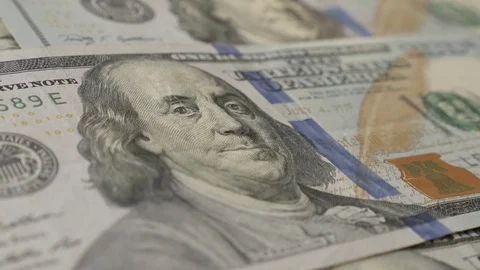 American dollar banknotes in a row Stock Footage 77177826