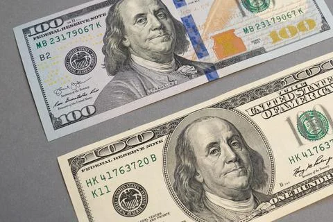 American dollar banknotes stack, old banknotes vs new, pack of money, rich Stock Photos