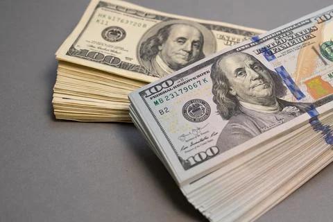 American dollar banknotes stack, old banknotes vs new, pack of money, rich Stock Photos