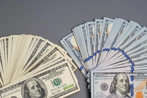 American dollar banknotes stack, old banknotes vs new, pack of money, rich Stock Photos