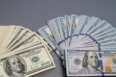 American dollar banknotes stack, old banknotes vs new, pack of money, rich Stock Photos