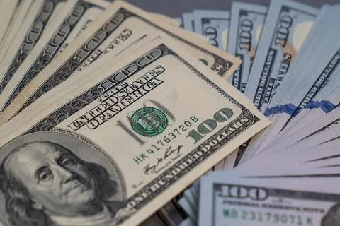 American dollar banknotes stack, old banknotes vs new, pack of money Stock Photos