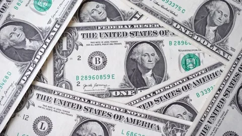 American dollar bills on the table close-up. Stock Footage 138532931
