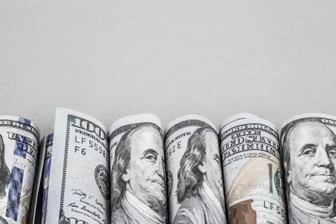 American Dollar frame on grey Stock-Fotos