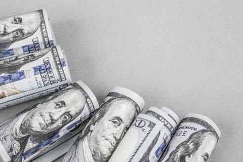 American Dollar frame on grey Stock Photos