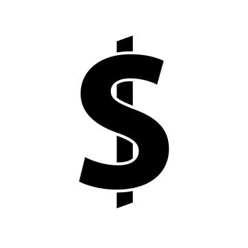 American dollar icon. Black, minimalist icon isolated on white background. Stock Illustration