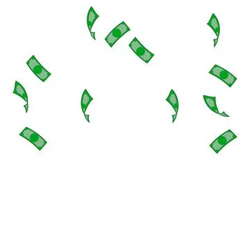 American dollar notes falling. Scattered USD bills on white background. Stock Illustration