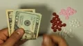 American Dollar USD, Counting Drugs and Money, Health Care, Colorful Pills HD Footage