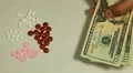 American Dollar USD, Counting Drugs and Money, Health Care, Colorful Pills HD Footage