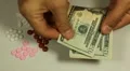 American Dollar USD, Counting Drugs and Money, Health Care, Colorful Pills HD Footage