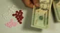 American Dollar USD, Counting Drugs and Money, Health Care, Colorful Pills HD Footage