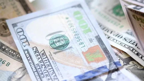 American dollars and flag Stock Footage 73572222