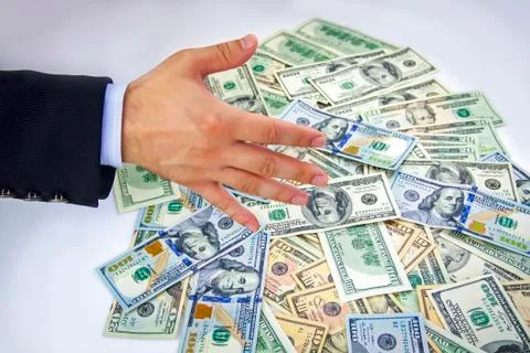 American dollars and hands Foto stock