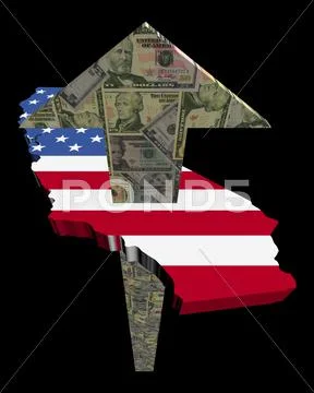 American dollars arrow and california map flag illustration Stock Illustration
