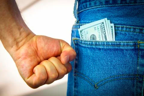 American dollars in back pocket Foto stock