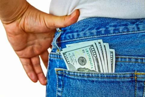 American dollars in back pocket Foto stock