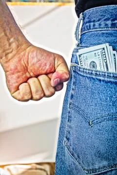 American dollars in back pocket Stock Photos