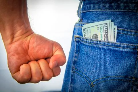 American dollars in back pocket Stock Photos