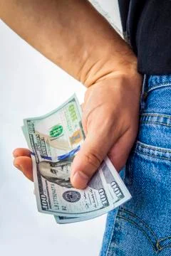 American dollars in back pocket Stock Photos
