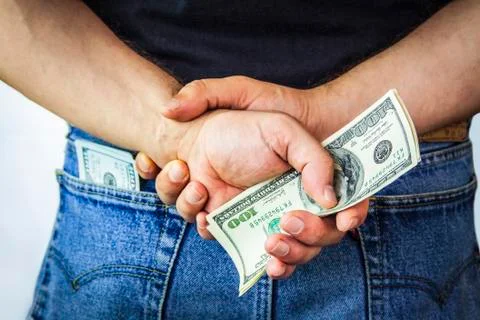 American dollars in back pocket Stock Photos