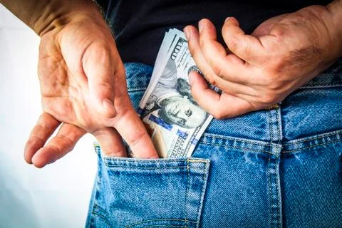 American dollars in back pocket Foto stock