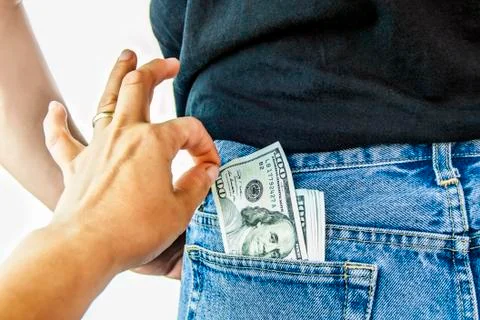 American dollars in back pocket Stock Photos