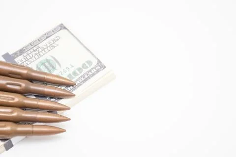 American dollars with bullets. Stock Photos