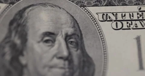 American dollars in face value of 100, money without damage, closeup Stock Footage 318428266