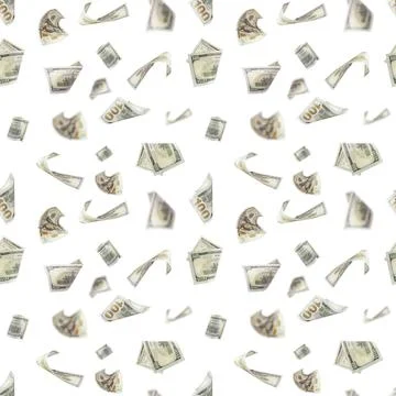 American dollars levitation seamless pattern on white. Stock Photos