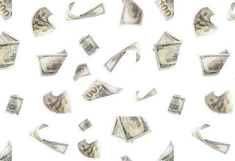 American dollars levitation seamless pattern on white. Stock Photos