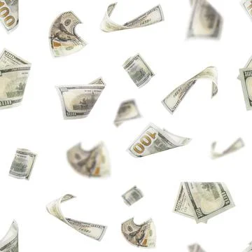 American dollars levitation seamless pattern on white. Stock Photos