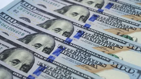 American dollars in motion. close-up 100 dollar bill Stock Footage 173255676