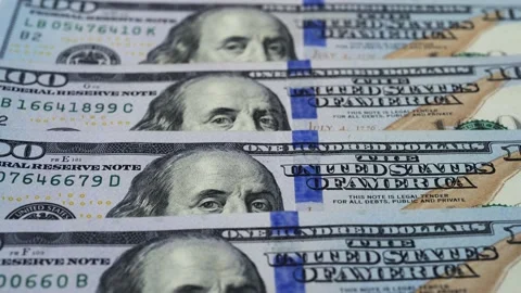 American dollars in motion. close-up 100 dollar bill Stock Footage 193276335