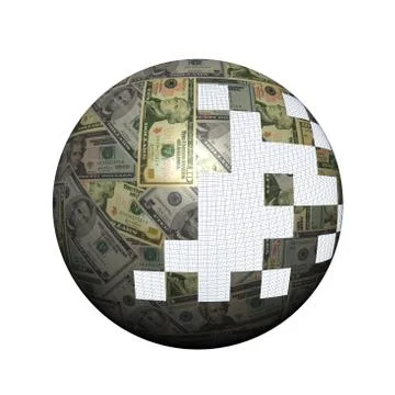 American dollars sphere with missing pieces illustration Stock Illustration