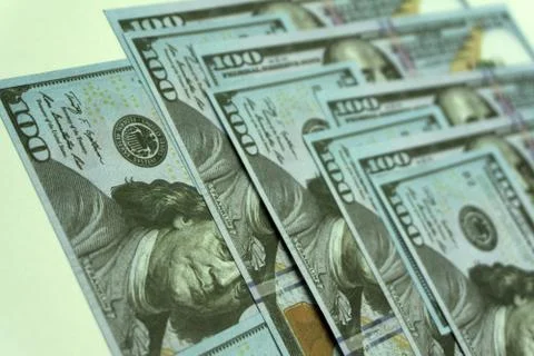 American dollars. A stack of hundred dollar bills. Close up of new hundred do Stock Photos