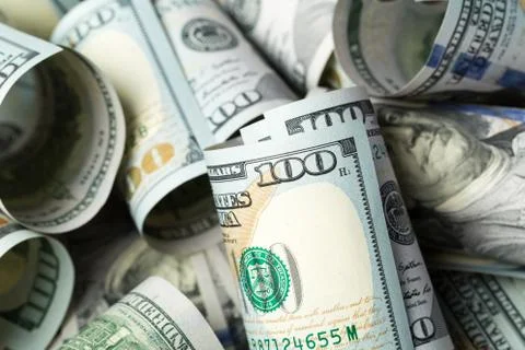 American dollars. A stack of hundred dollar bills. Close up Foto stock