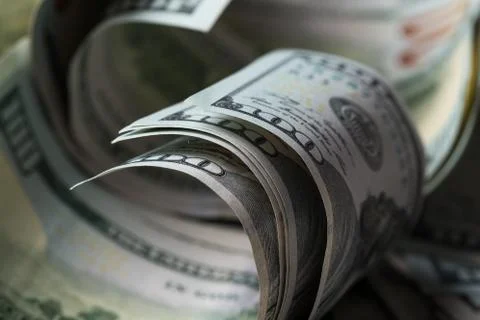 American dollars. A stack of hundred dollar bills. Close up Stock Photos